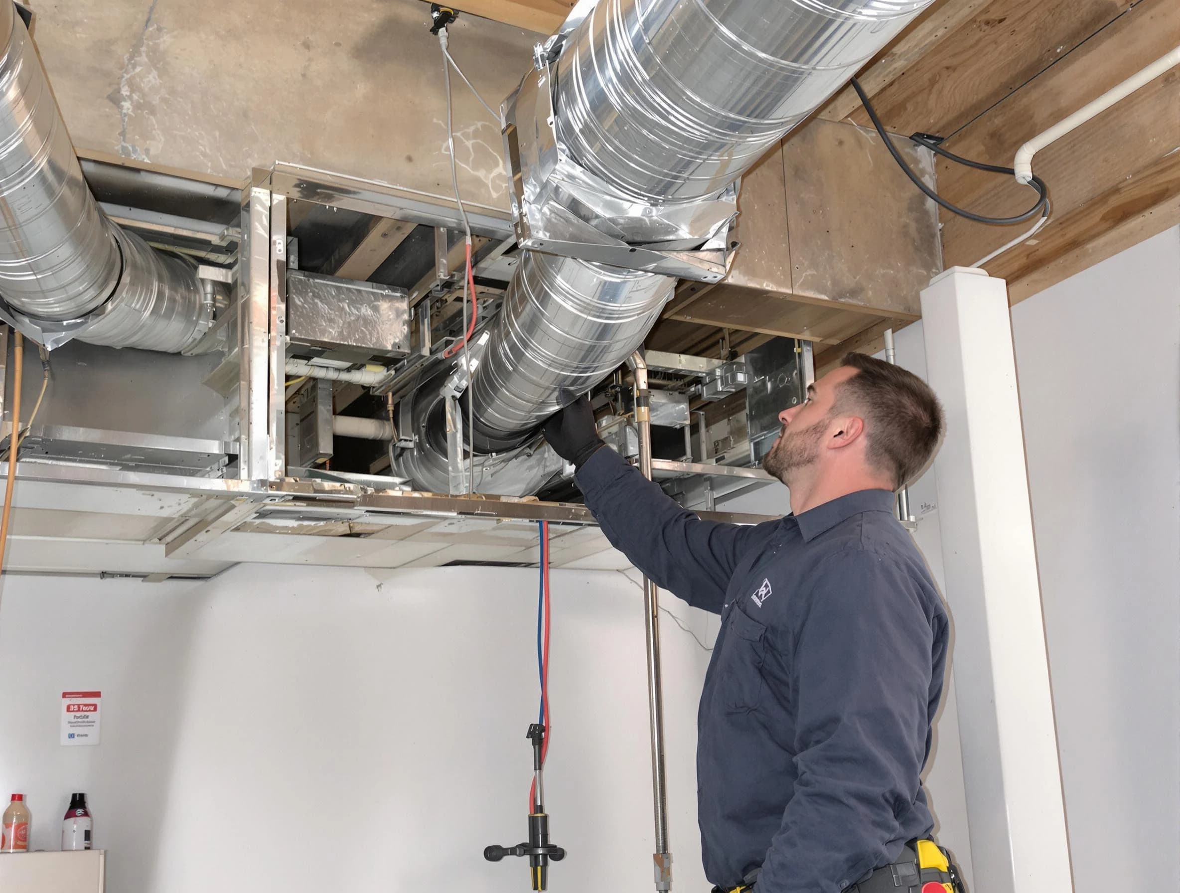 Carnot-Moon Air Duct Cleaning technician performing professional air duct repair using specialized tools in Carnot-Moon