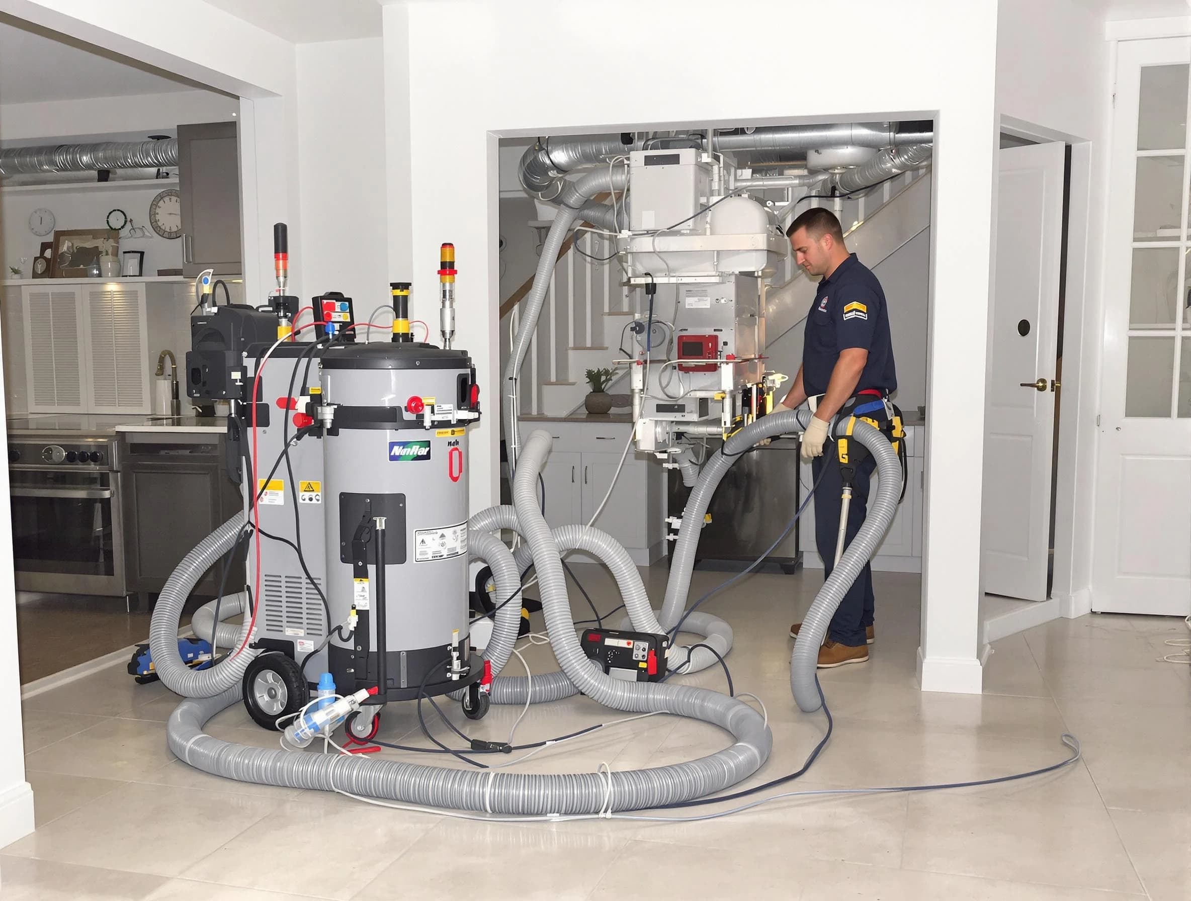 Carnot-Moon Air Duct Cleaning technician operating negative pressure cleaning equipment for thorough duct maintenance in Carnot-Moon