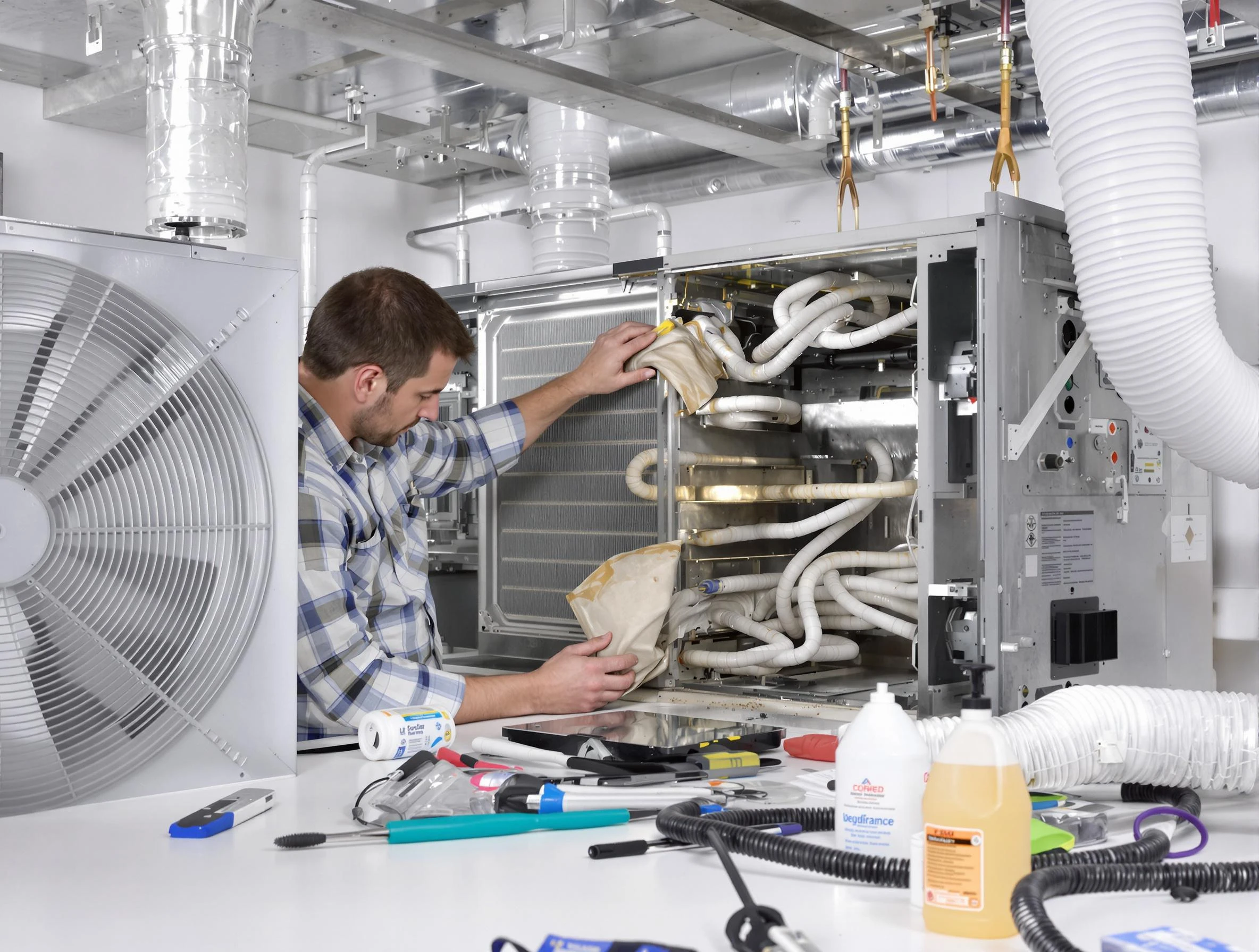 Carnot-Moon Air Duct Cleaning specialist performing precision AC coil cleaning in Carnot-Moon