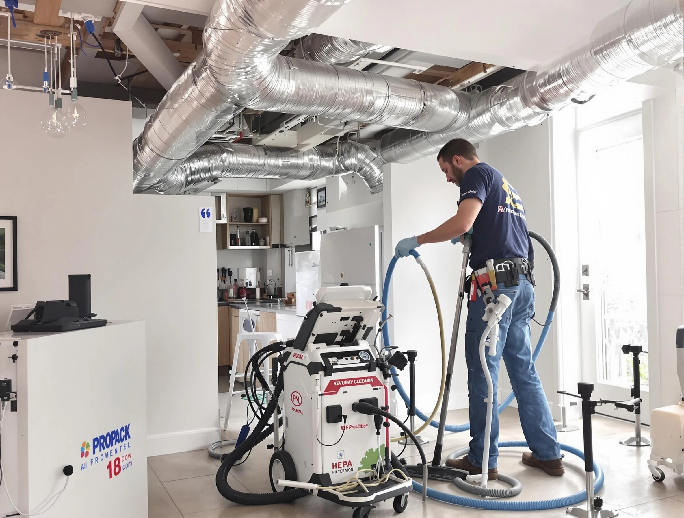 Carnot-Moon Air Duct Cleaning technician performing advanced pure duct cleaning with specialized equipment in Carnot-Moon